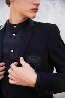 Formal Wool Jacket With Insignia | Men | Black