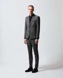 Patterned Slim-Fit Formal Gray Jacket | Men | Black Dark Grey