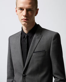 Patterned Slim-Fit Formal Gray Jacket | Men | Black Dark Grey