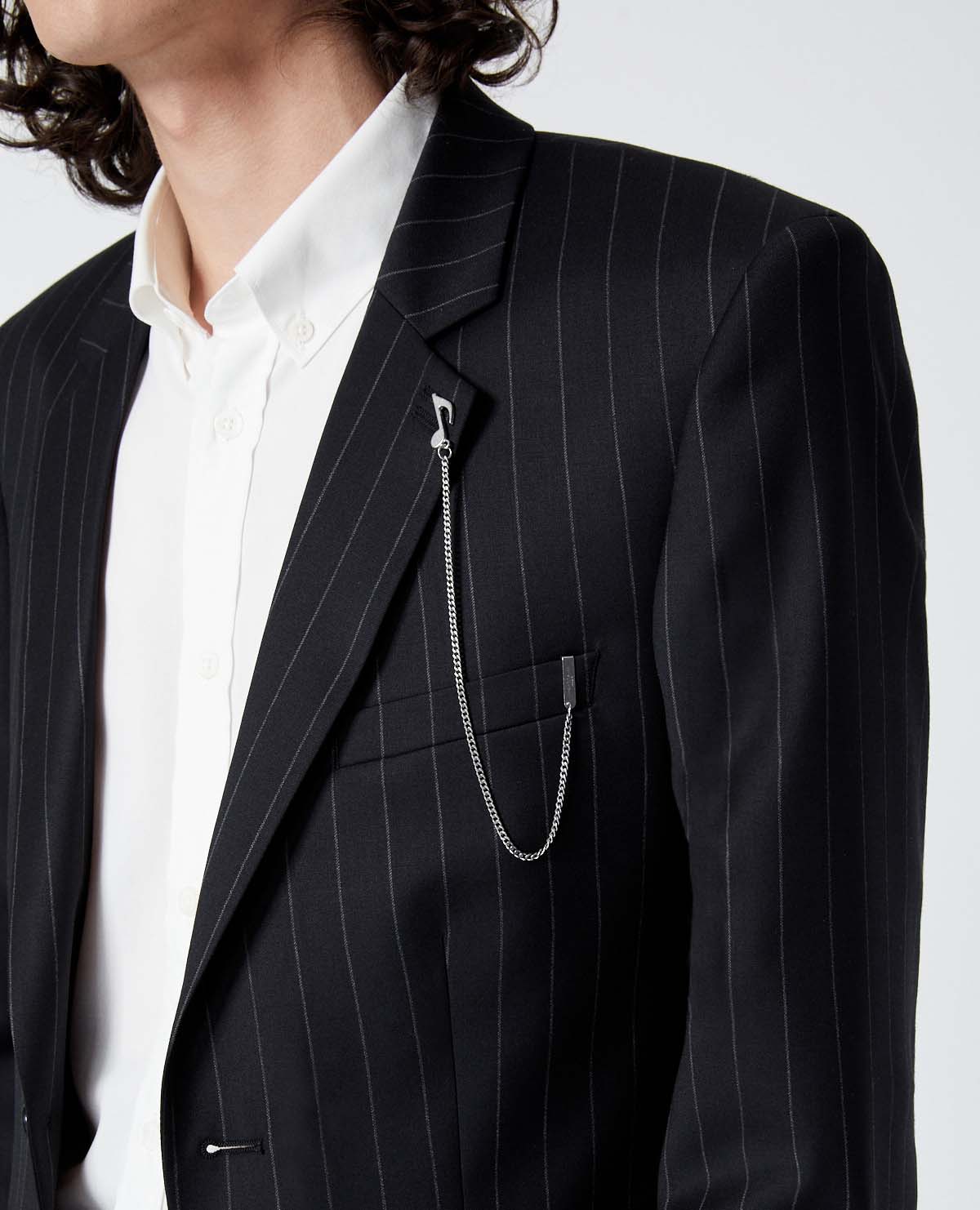 Formal Jacket With Gray Stripes | Men | Black x Anthracite