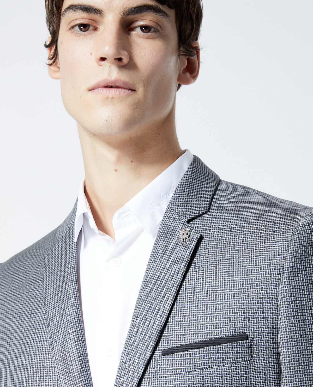 Gray Wool Jacket With Houndstooth Motif | Men | Grey