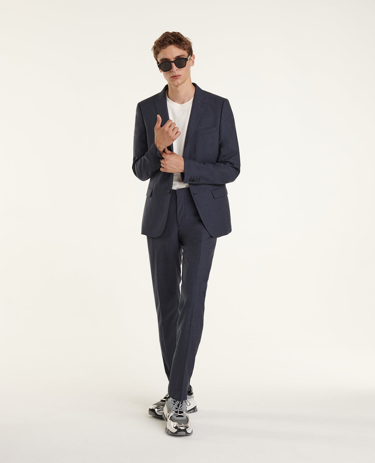 Slate Blue Wool Suit Jacket | Men | Navy