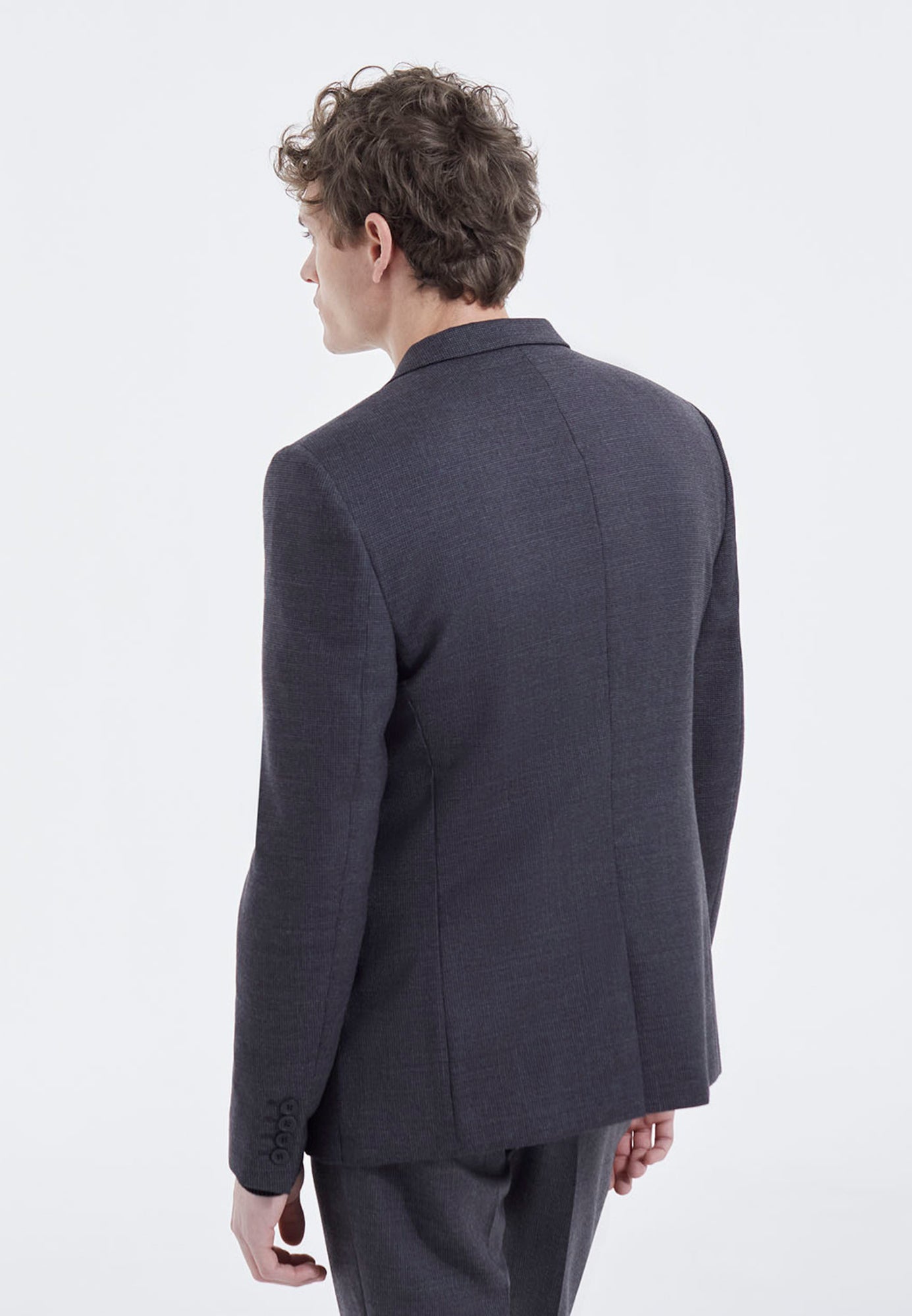 Black And Gray Jacket With Micro Check Motif | Men | Dark Grey