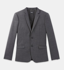 Black And Gray Jacket With Micro Check Motif | Men | Dark Grey