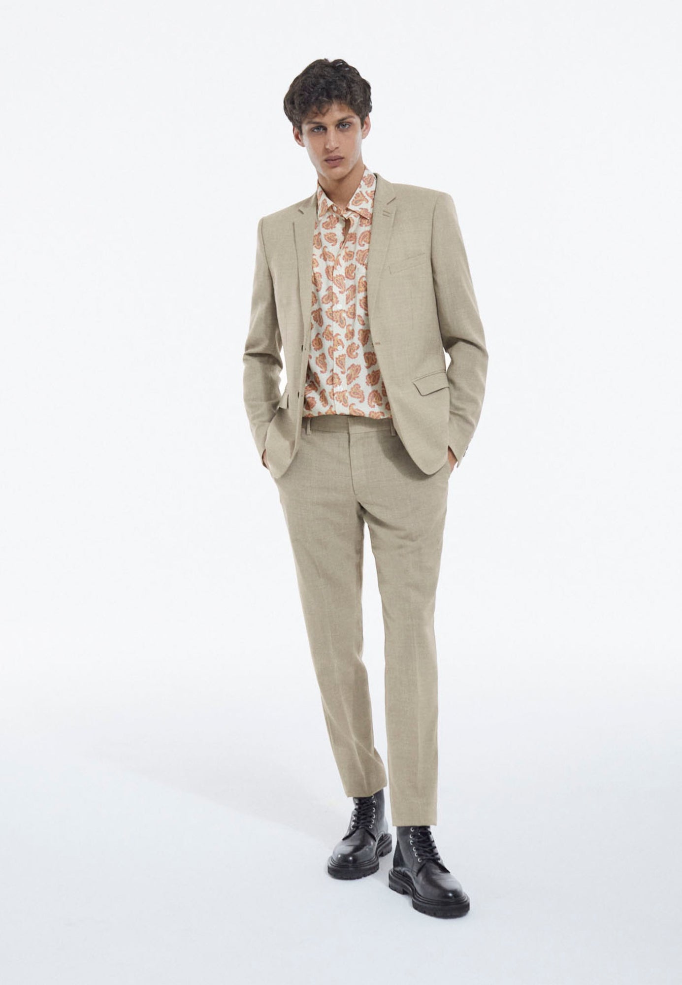 Smart Wool Blazer With Pockets | Men | Beige