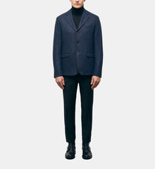 Blue Patterned Wool Jacket | Men | Navy