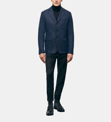 Blue Patterned Wool Jacket | Men | Navy