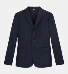 Blue Patterned Wool Jacket | Men | Navy