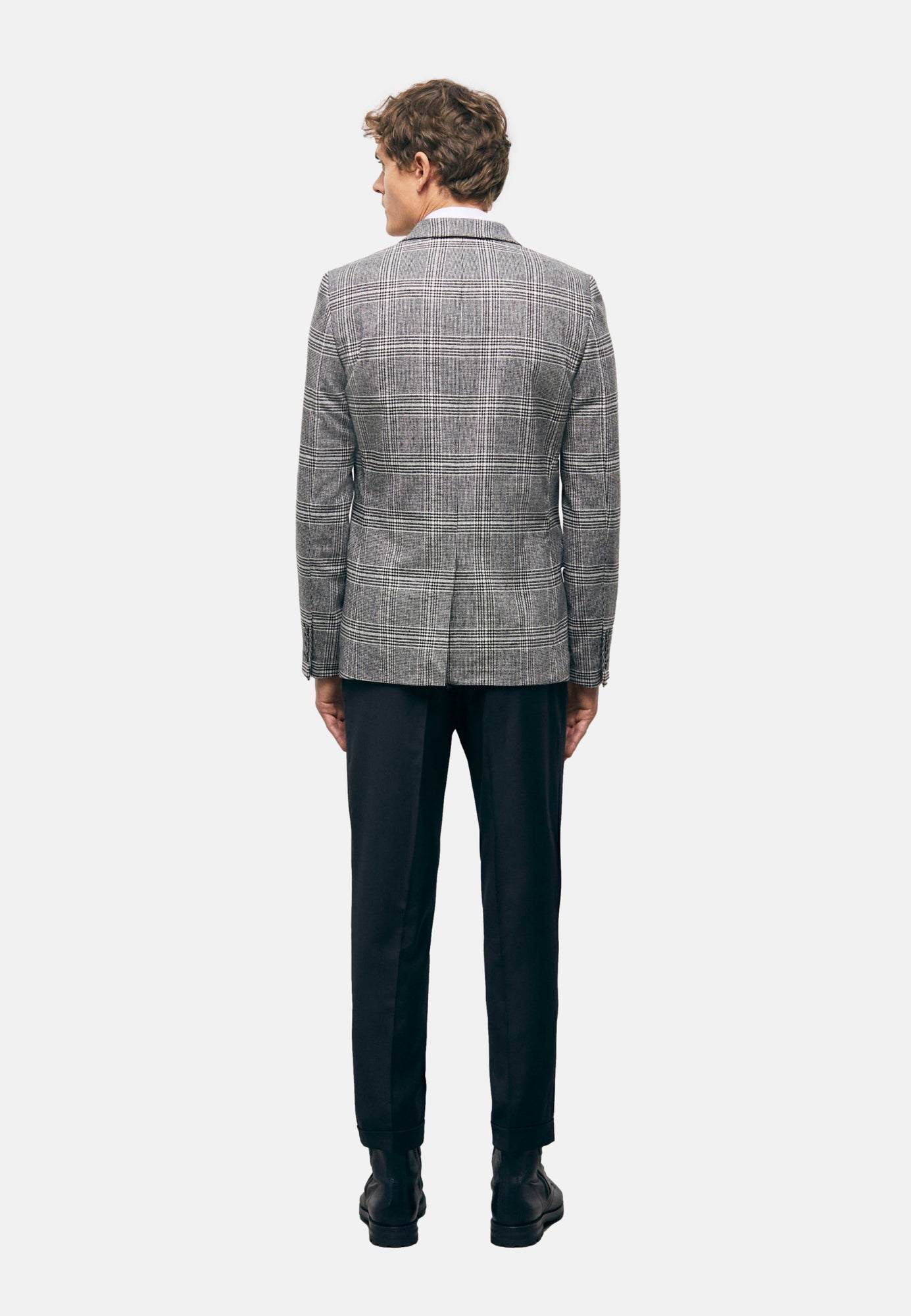 Wool Suit Jacket With Check Motif | Men | Black x White