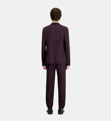 Burgundy Checked Wool Suit Jacket | Men | Bordeaux