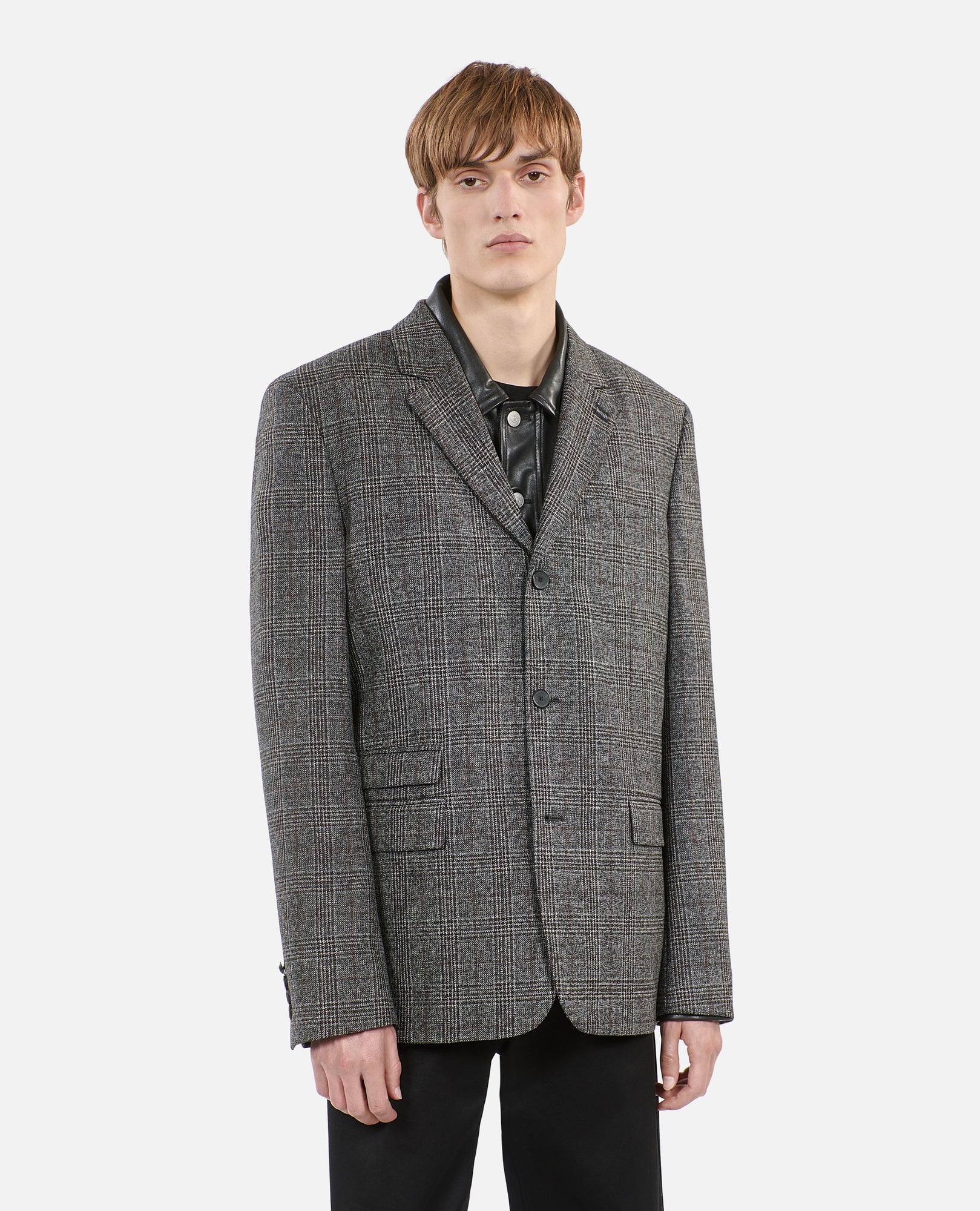 Prince Of Wales Wool Blazer | Men | Brown x Black