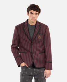 Striped Wool-Blend Jacket | Men | Black x Red