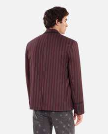 Striped Wool-Blend Jacket | Men | Black x Red