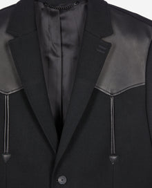 Wool Jacket With Lambskin Details | Men | Black