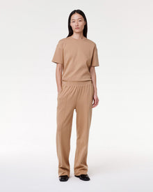 Another Tomorrow Luxe Seamed Short Sleeve in Hazelnut – Cotton Women's Trousers