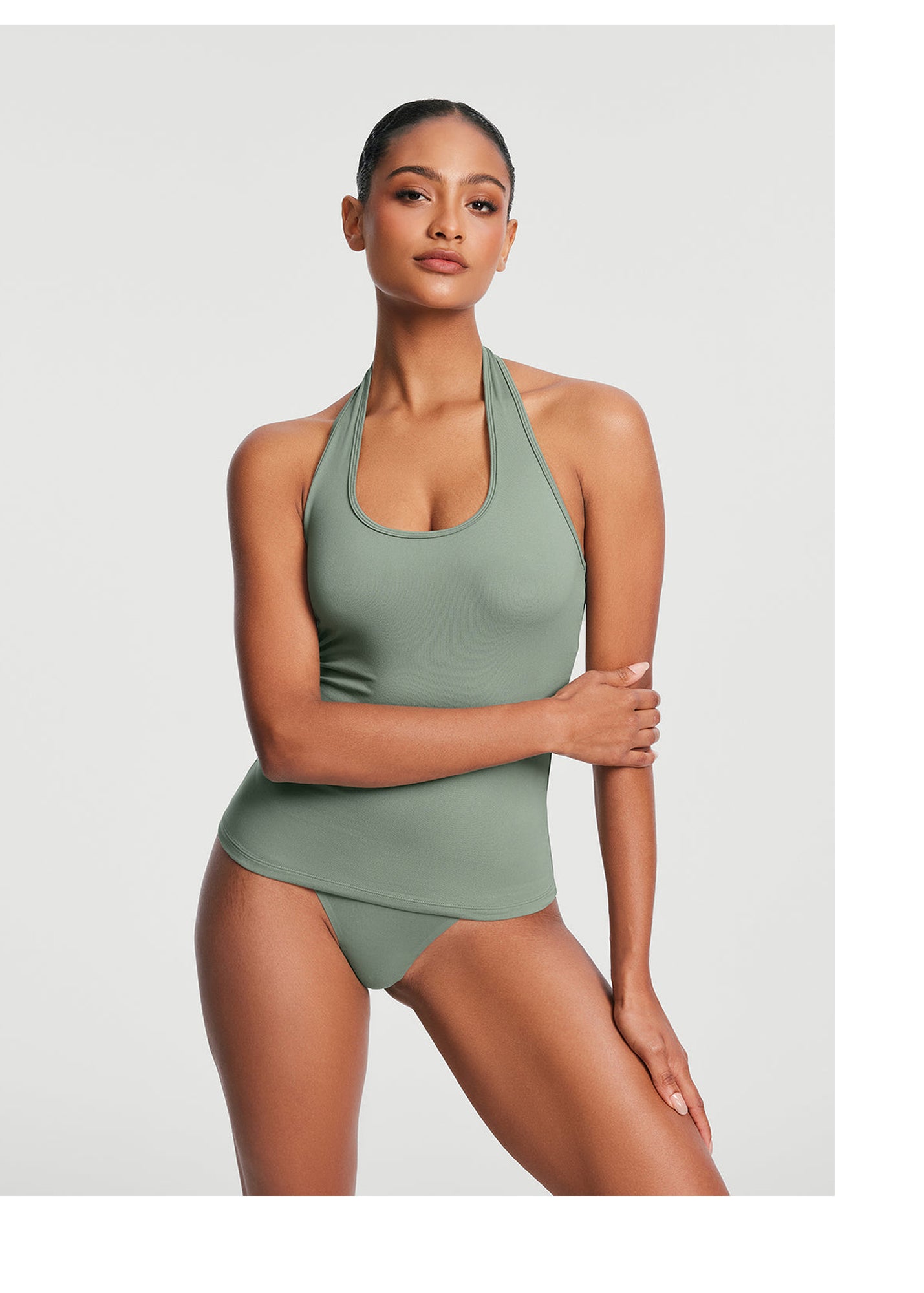 Halter Neck Tank Top | Sage Green