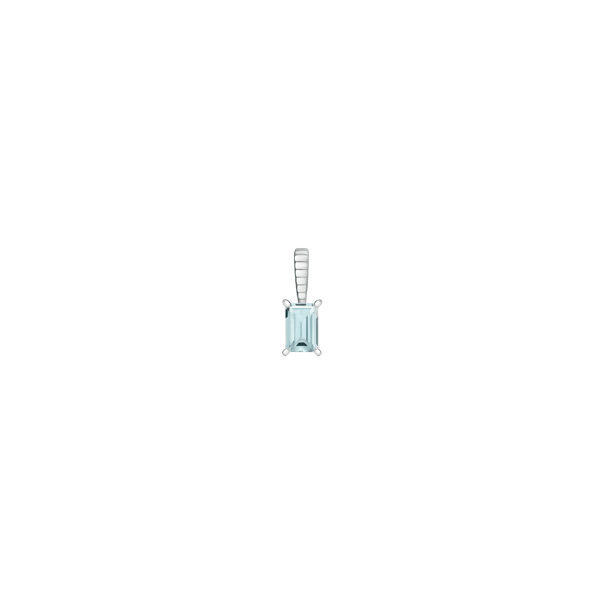 Birthstone Baguette Pendant Vermeil 14K 18K White Gold Aquamarine - Mar