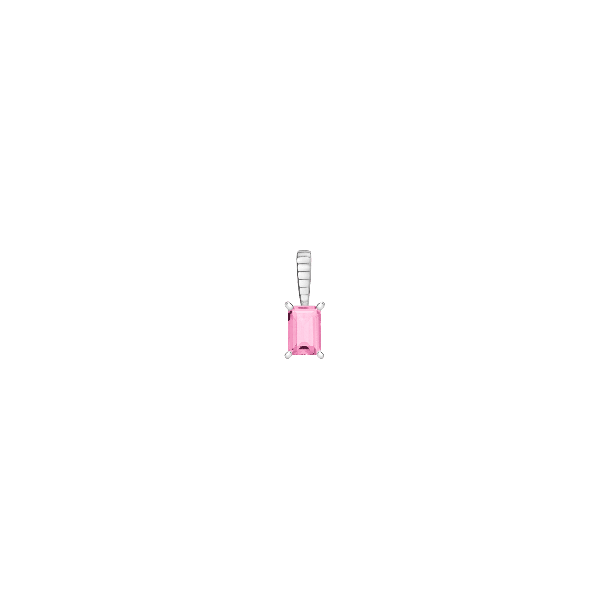 Birthstone Baguette Pendant Vermeil 14K 18K White Gold Pink Sapphire - Oct