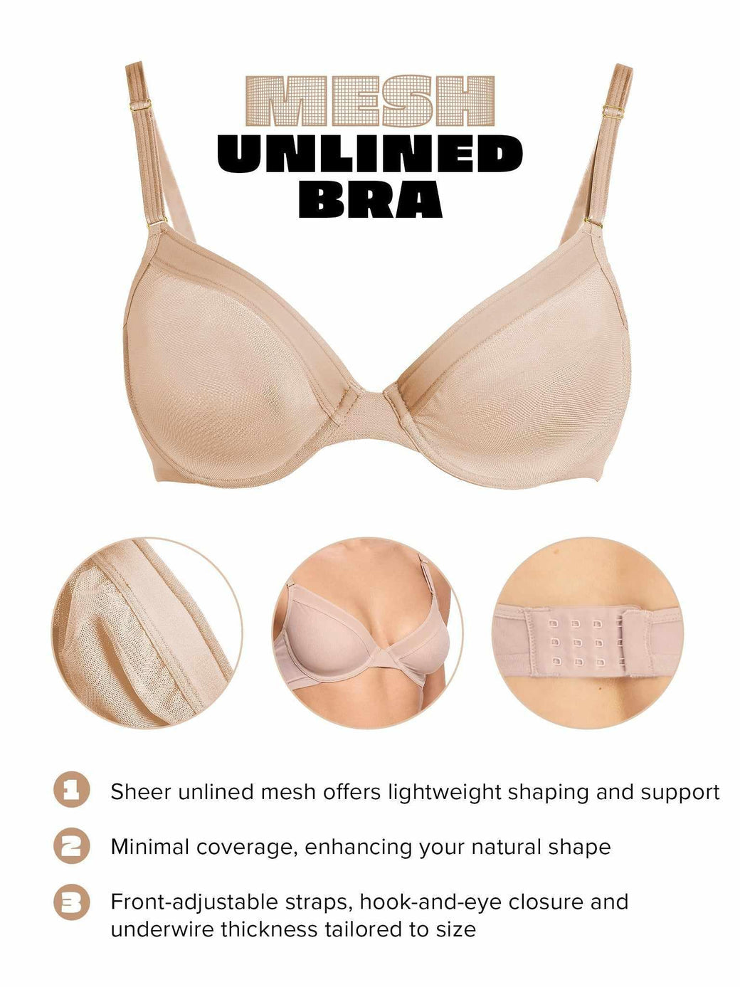Unlined Mesh Underwire Bra | Chai