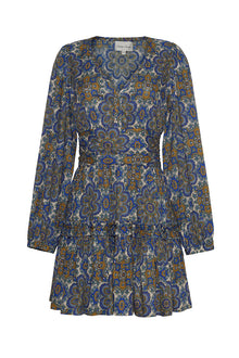 Harper Dress | Scarf Medallion Blue