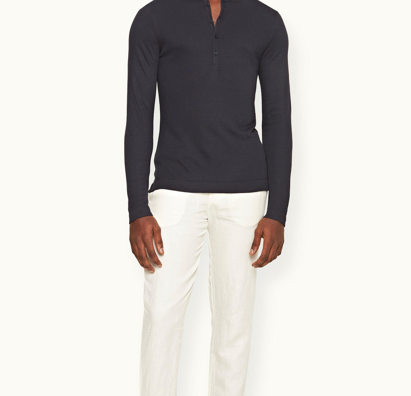 Harrison Cashmere Classic Fit Long-Sleeve Modal-Cashmere T-Shirt | Night Iris
