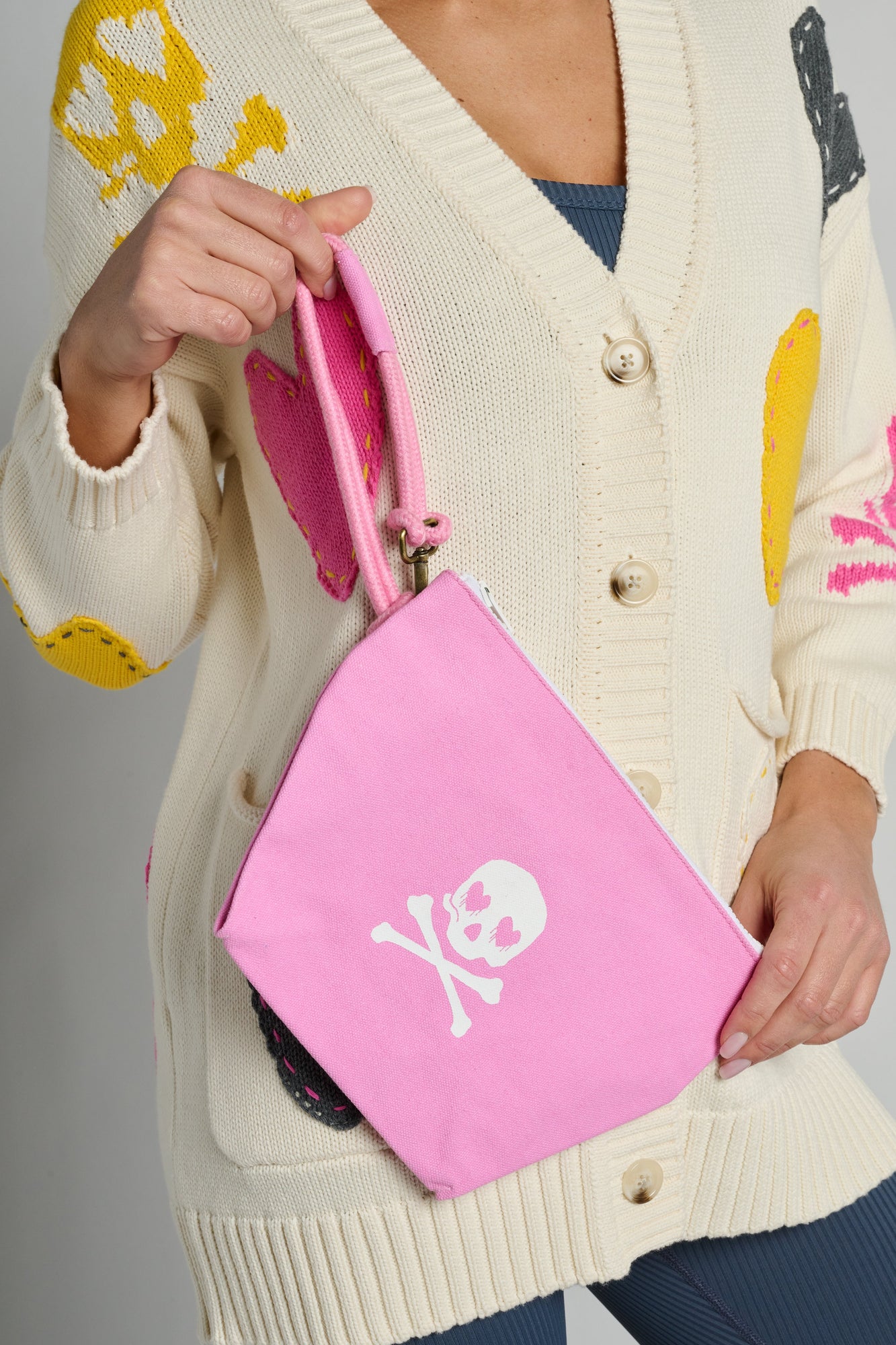 Kerri Rosenthal | Heart And Skull Wristlet | Pink