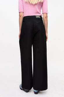 Heavy Cotton Tailoring Mid Waist Trousers | Black