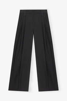 Heavy Cotton Tailoring Mid Waist Trousers | Black