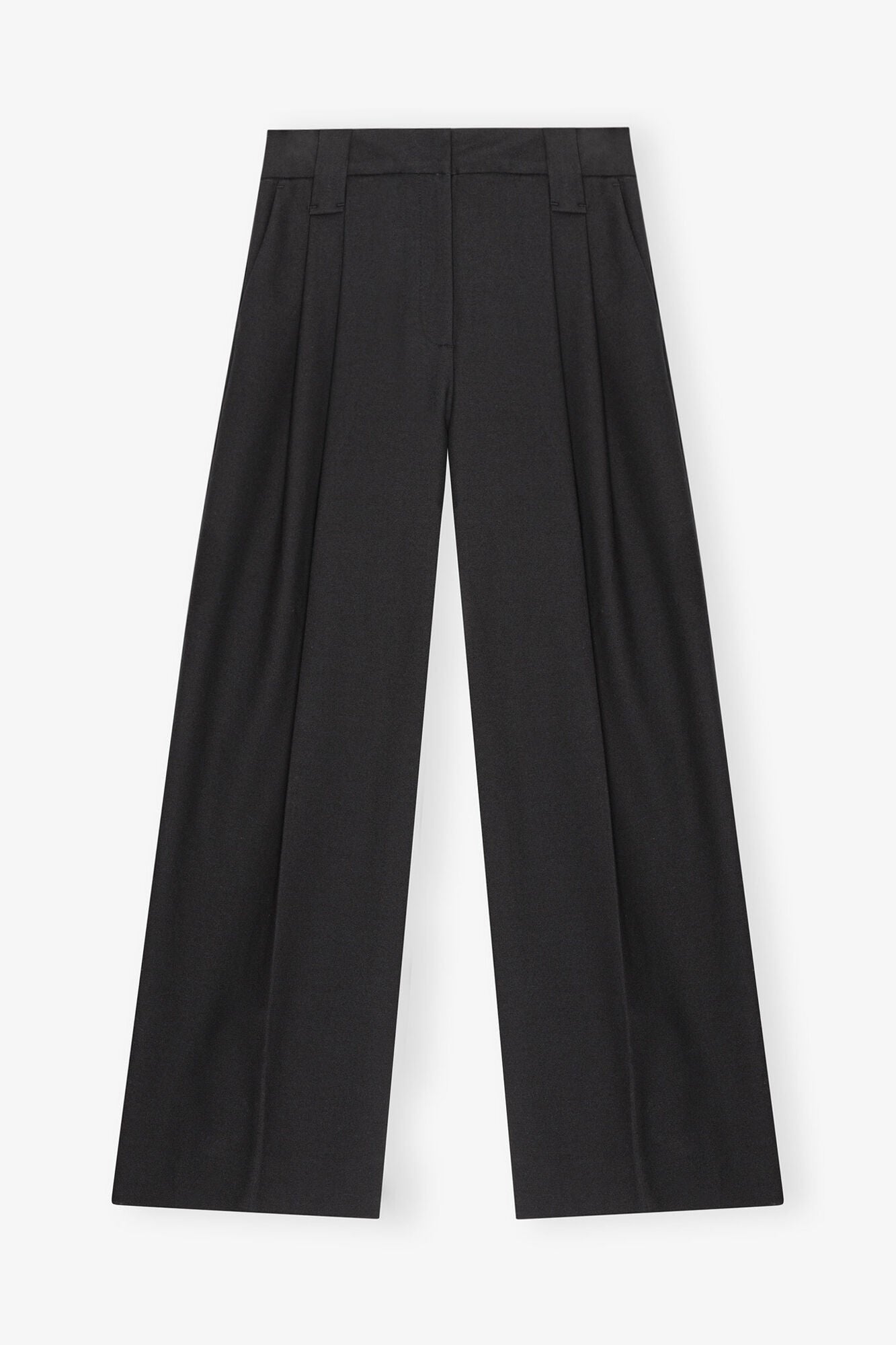 Heavy Cotton Tailoring Mid Waist Trousers | Black