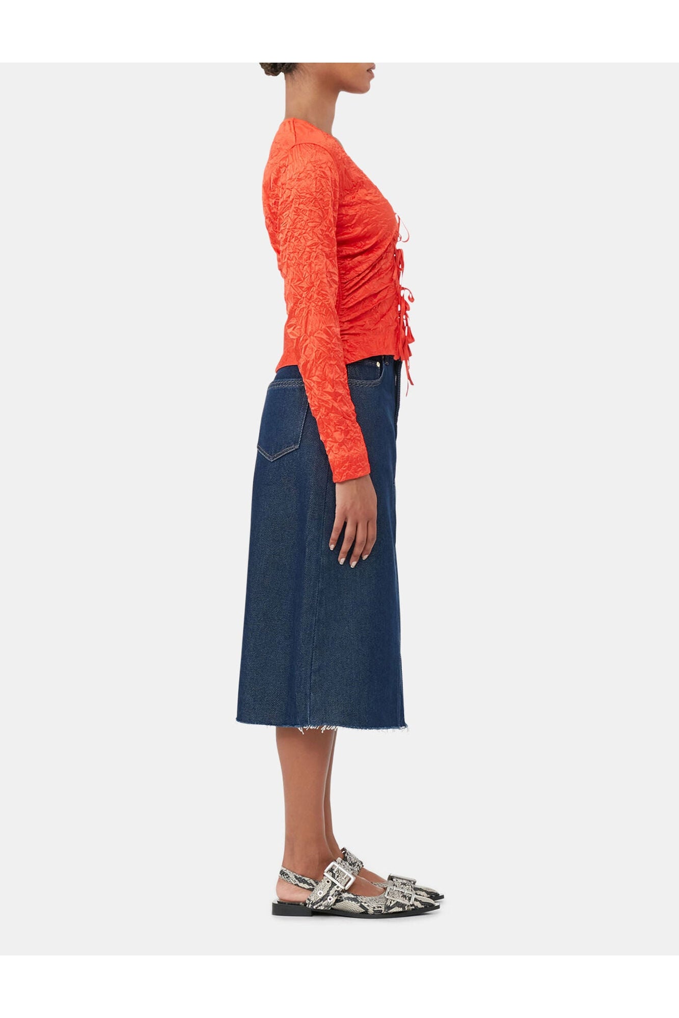 Heavy Denim Midi Skirt | Rinse