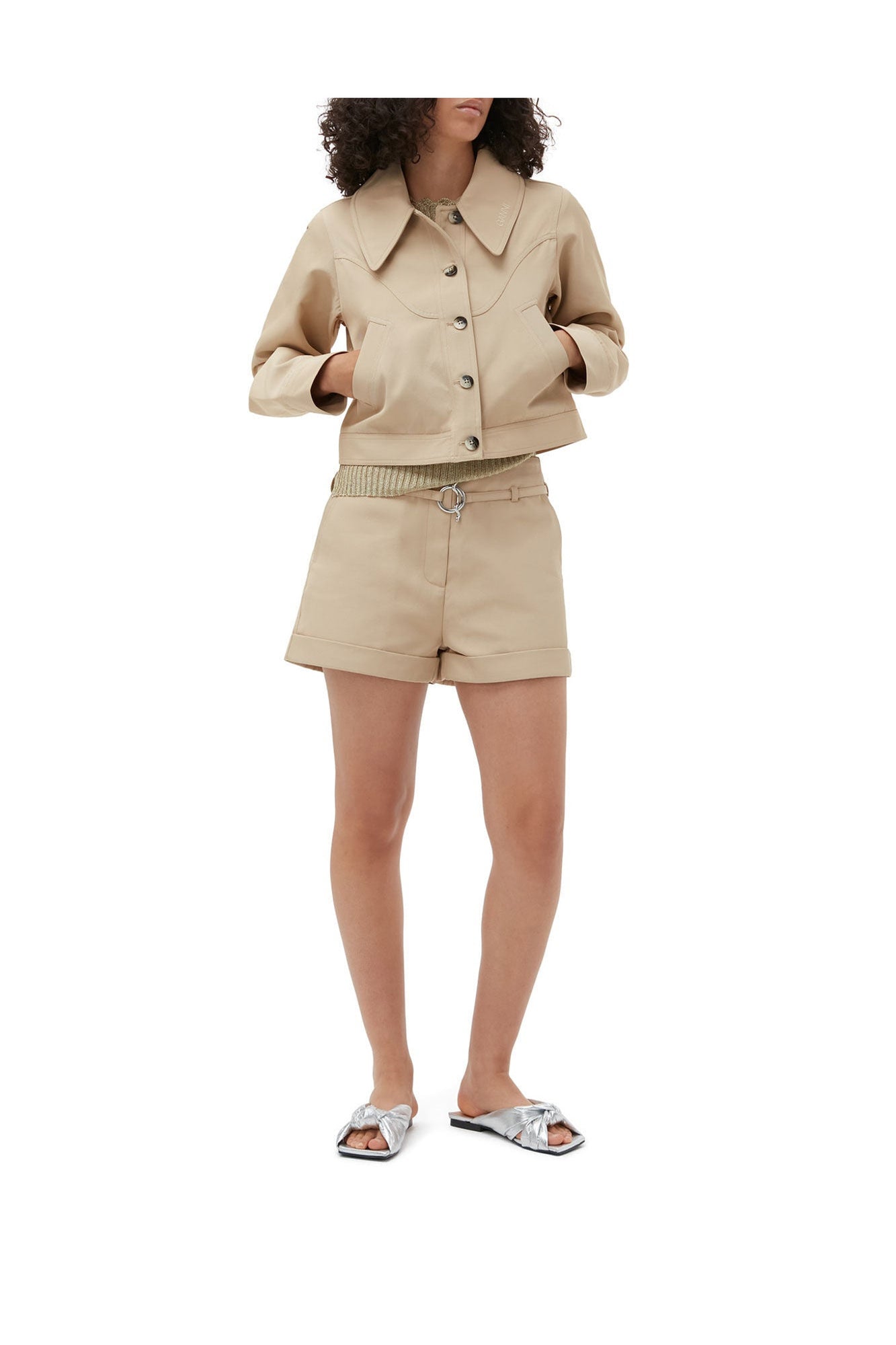 Heavy Twill Belt Shorts | Pale Khaki