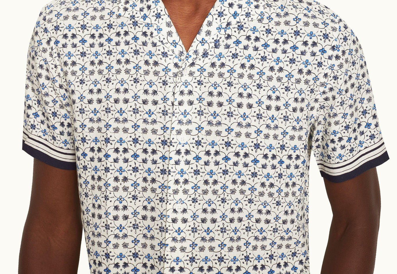 Hibbert Fiore Print Classic Fit Capri Collar Shirt | Cashew