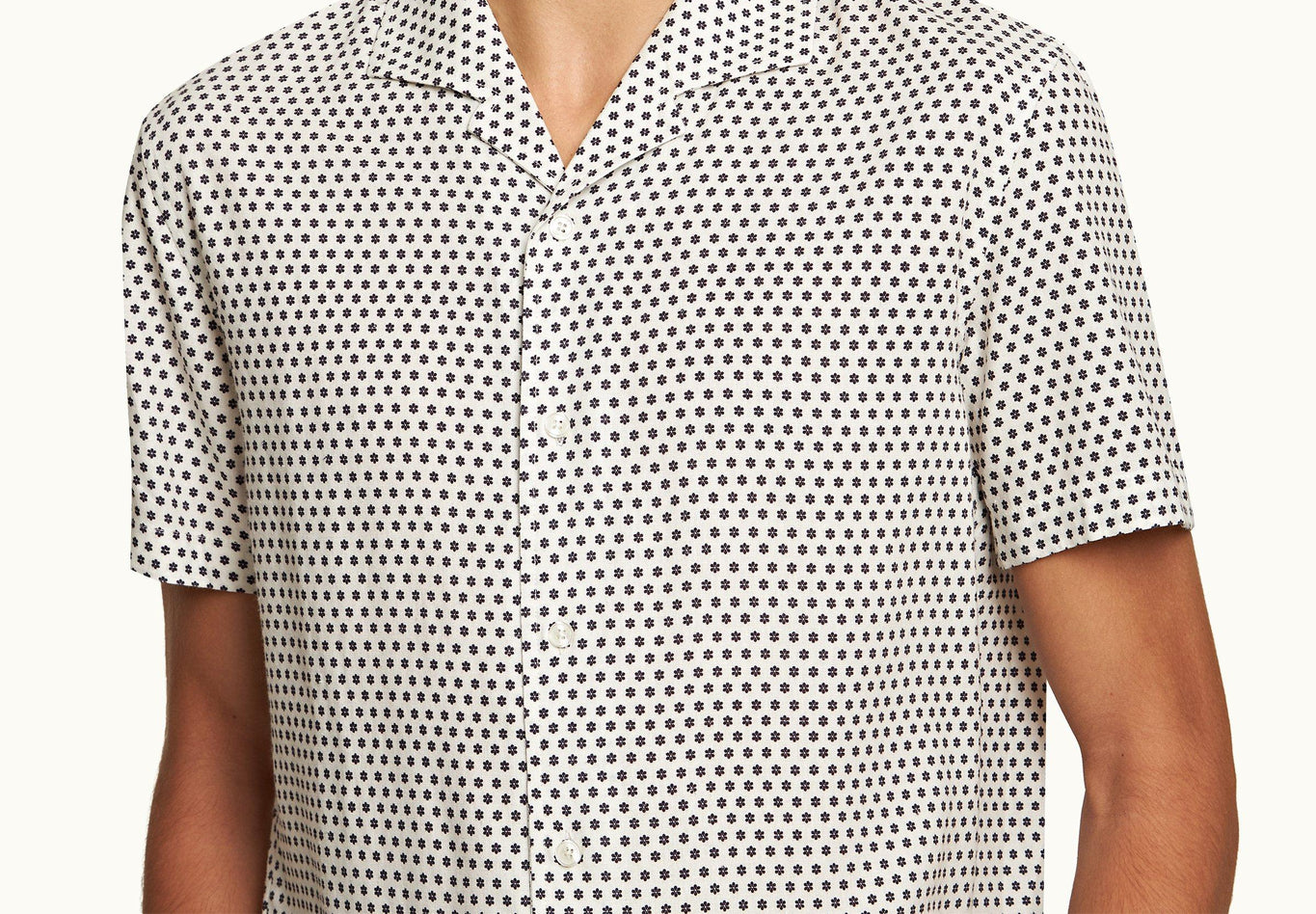 Hibbert Floret Capri Collar Shirt | White/Night Iris
