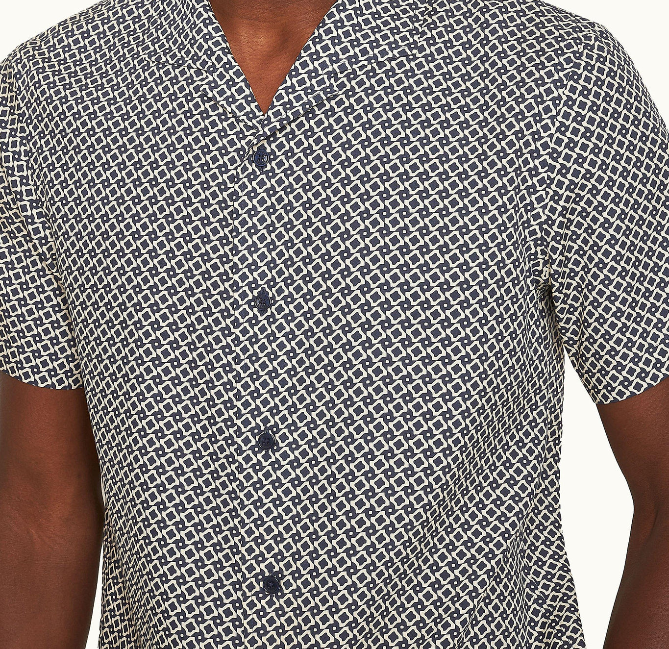 Hibbert Geo Print Classic Fit Capri Collar Shirt | Night Iris/White Sand