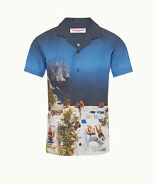 Hibbert Photographic Print Classic Fit Capri Collar Cotton Shirt | Terrace