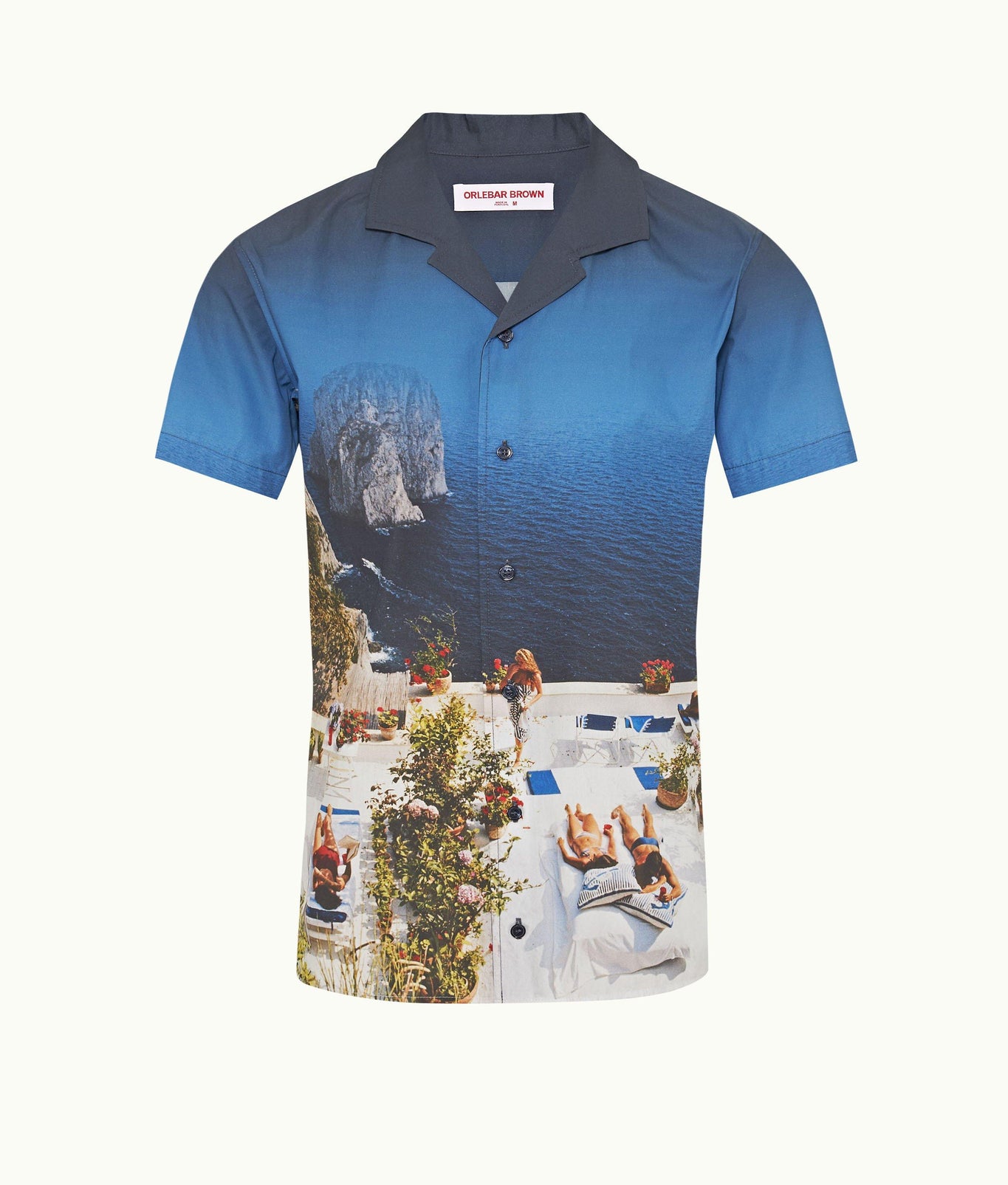 Hibbert Photographic Print Classic Fit Capri Collar Cotton Shirt | Terrace