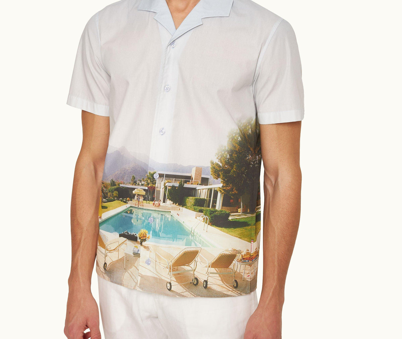 Hibbert Photographic Print Classic Fit Capri Collar Shirt | Kaufmann Cocktail