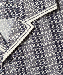 Hibbert Rills Print Classic Fit Capri Collar Cotton Shirt | Night Iris/White Sand