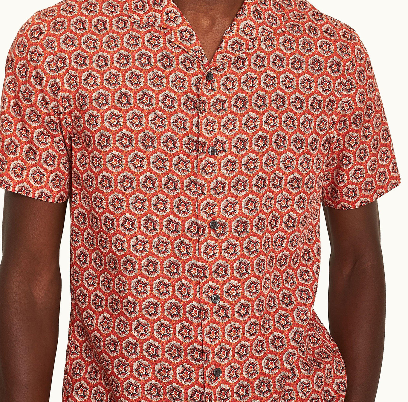 Hibbert Roseate Print Classic Fit Capri Collar Shirt | Firestone