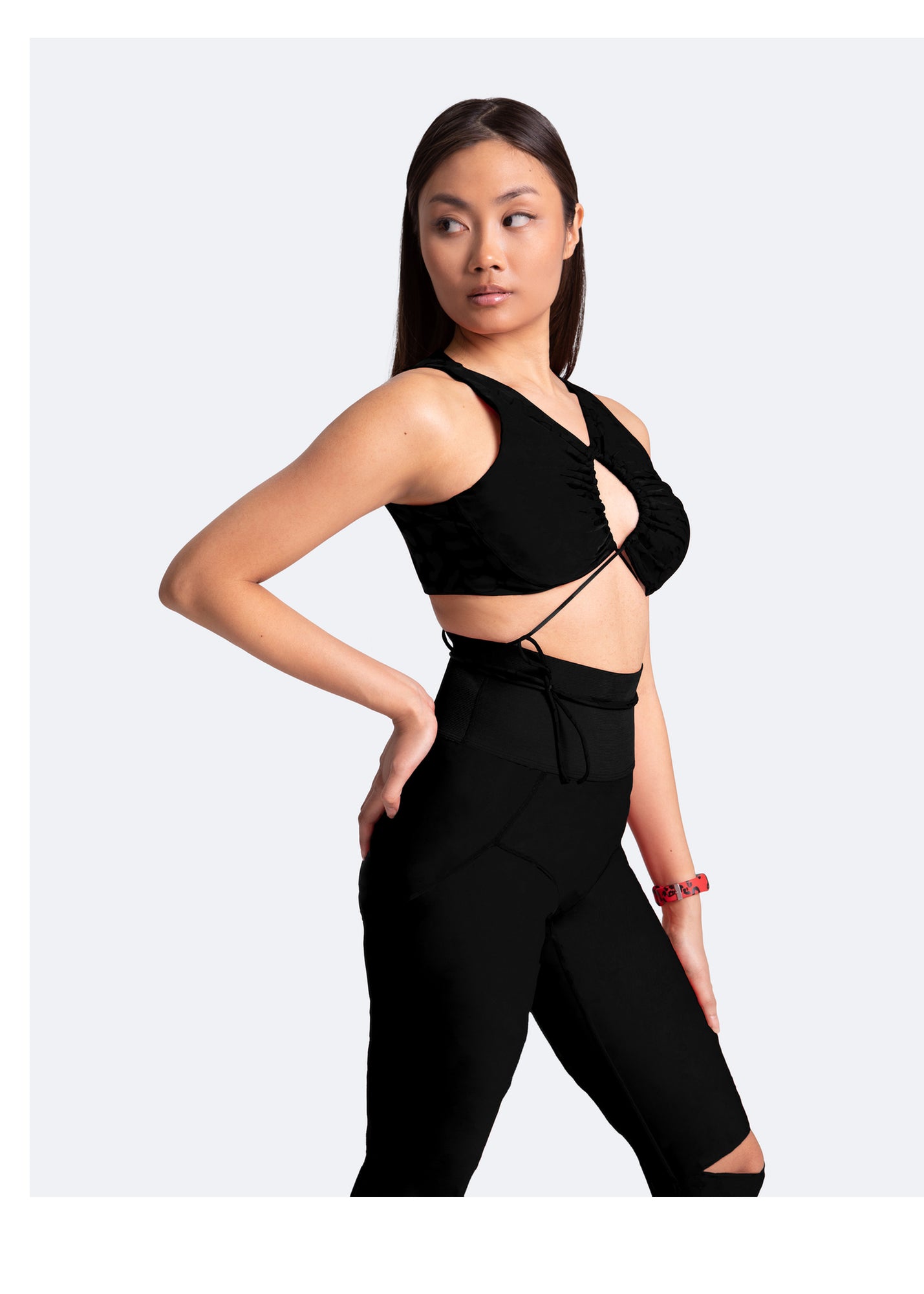 High-Rise Knee-Slit Leggings | Black