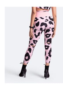 High-Rise Knee-Slit Leggings | Pink Leo