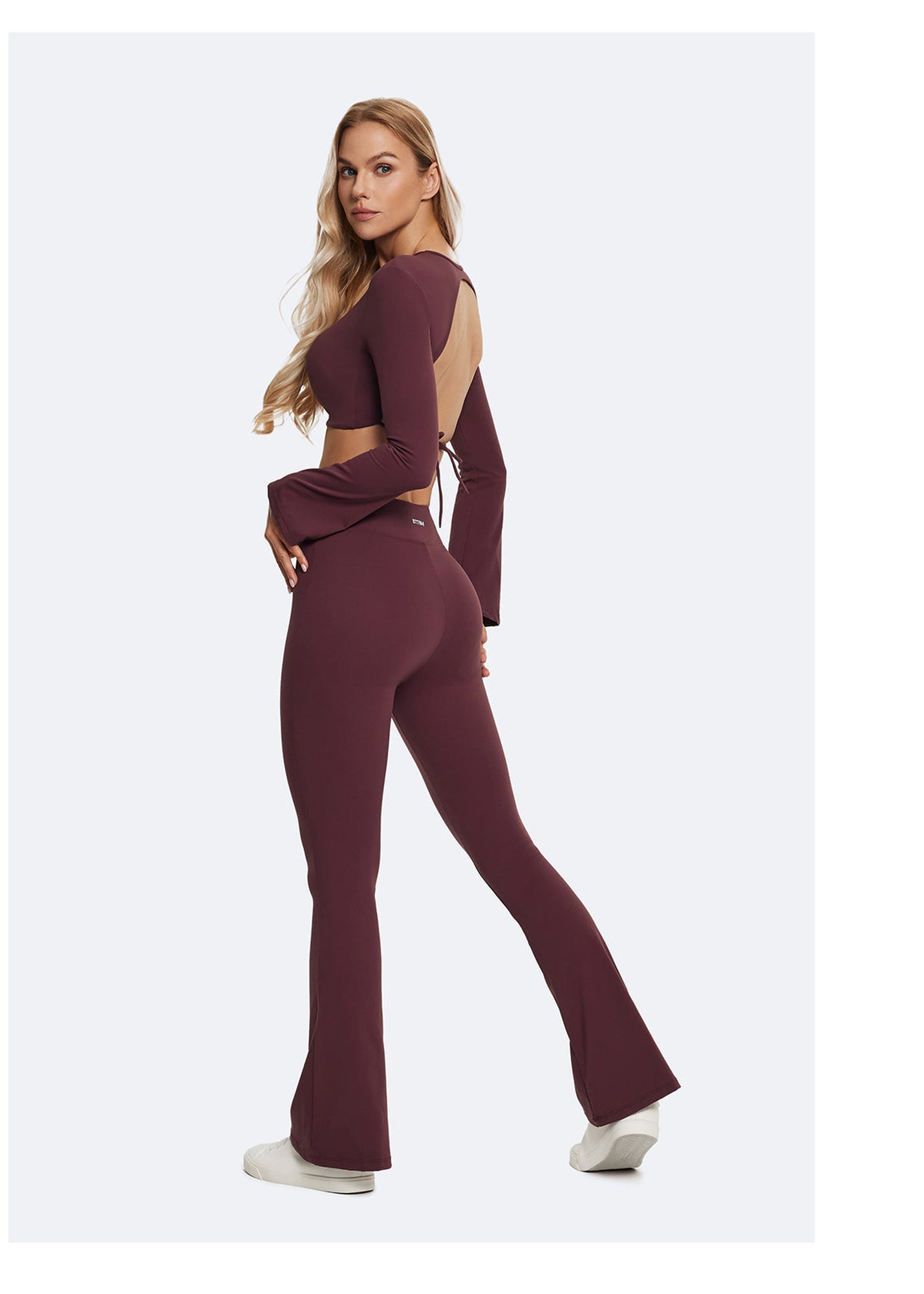 High-Waisted Flared Leggings | Burgundy