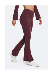 High-Waisted Flared Leggings | Burgundy