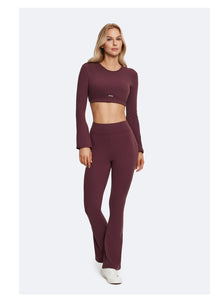 High-Waisted Flared Leggings | Burgundy