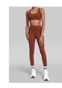 High-Waisted Impact Mesh Leggings | Rust Brown