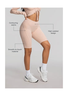 High-Waisted Performance Biker Shorts | Seashell