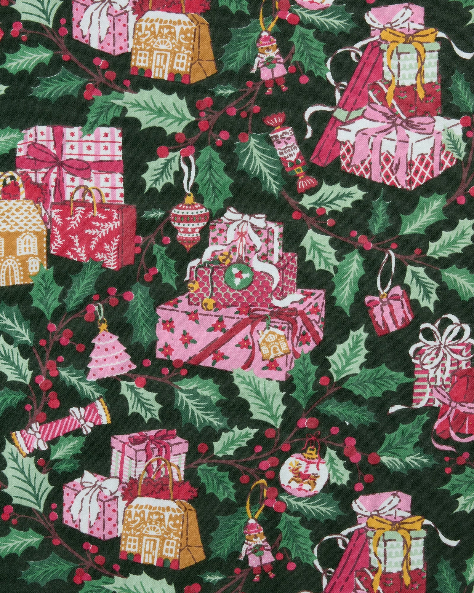 Holly Gifts - Lightweight Flannel Long PJ Set - Garland - Printfresh