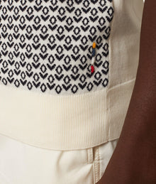 Horton Jacquard Tailored Fit Knit Polo Shirt | Night Iris/White Sand