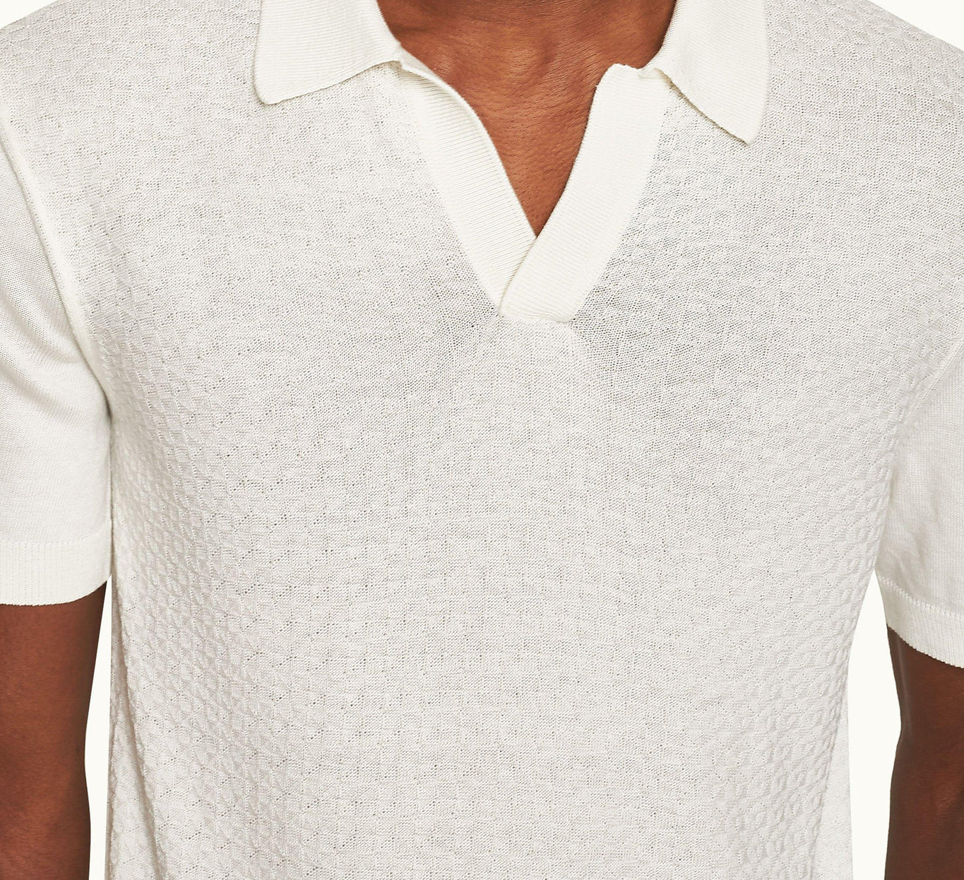 Horton Pique Tailored Fit Silk-Cotton Polo Shirt | White Sand