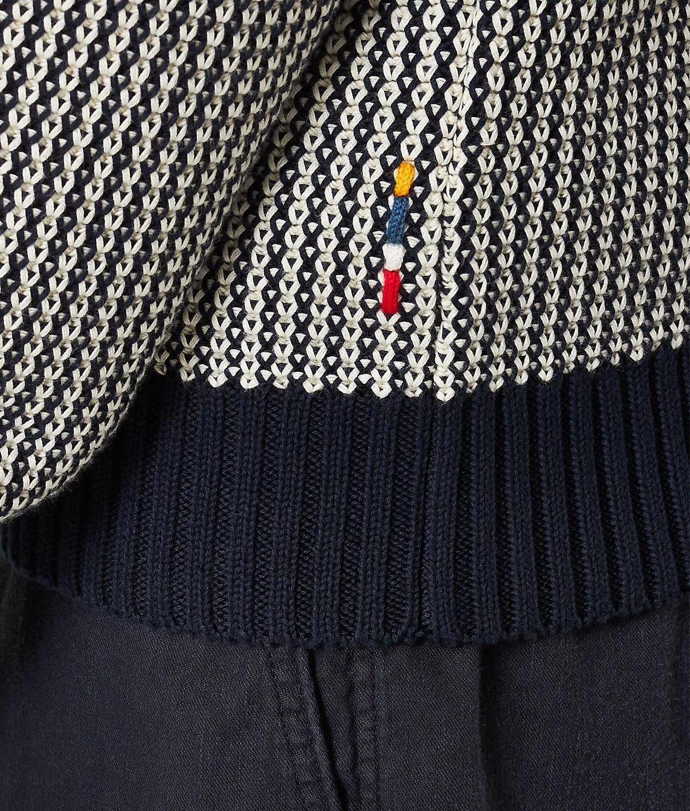 Horton Tailored Fit Long-Sleeve Dual-Tone Knit Polo Shirt | Night Iris/White Sand